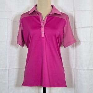Adidas Puremotion Womens Pink Colorblock Short Sleeve Golf Polo Shirt Size M